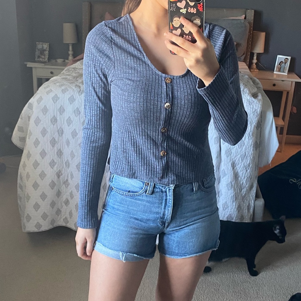 Blue long sleeve with buttons